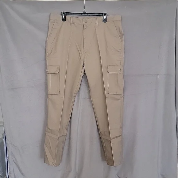 Cargo Cotton Pants, Size 38/30, Beige - Picture 1 of 7